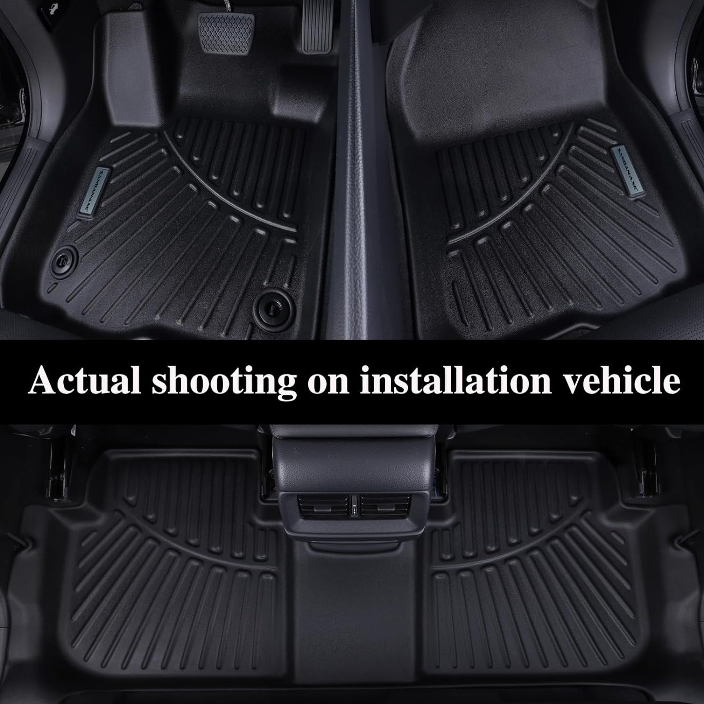 Floor Mats for 2007-2013 Chevy Silverado & GMC Sierra 1500 Crew Cab 2007-2014 2500/3500 HD TPE All Weather Full Cover Protection,Front & 2nd Row