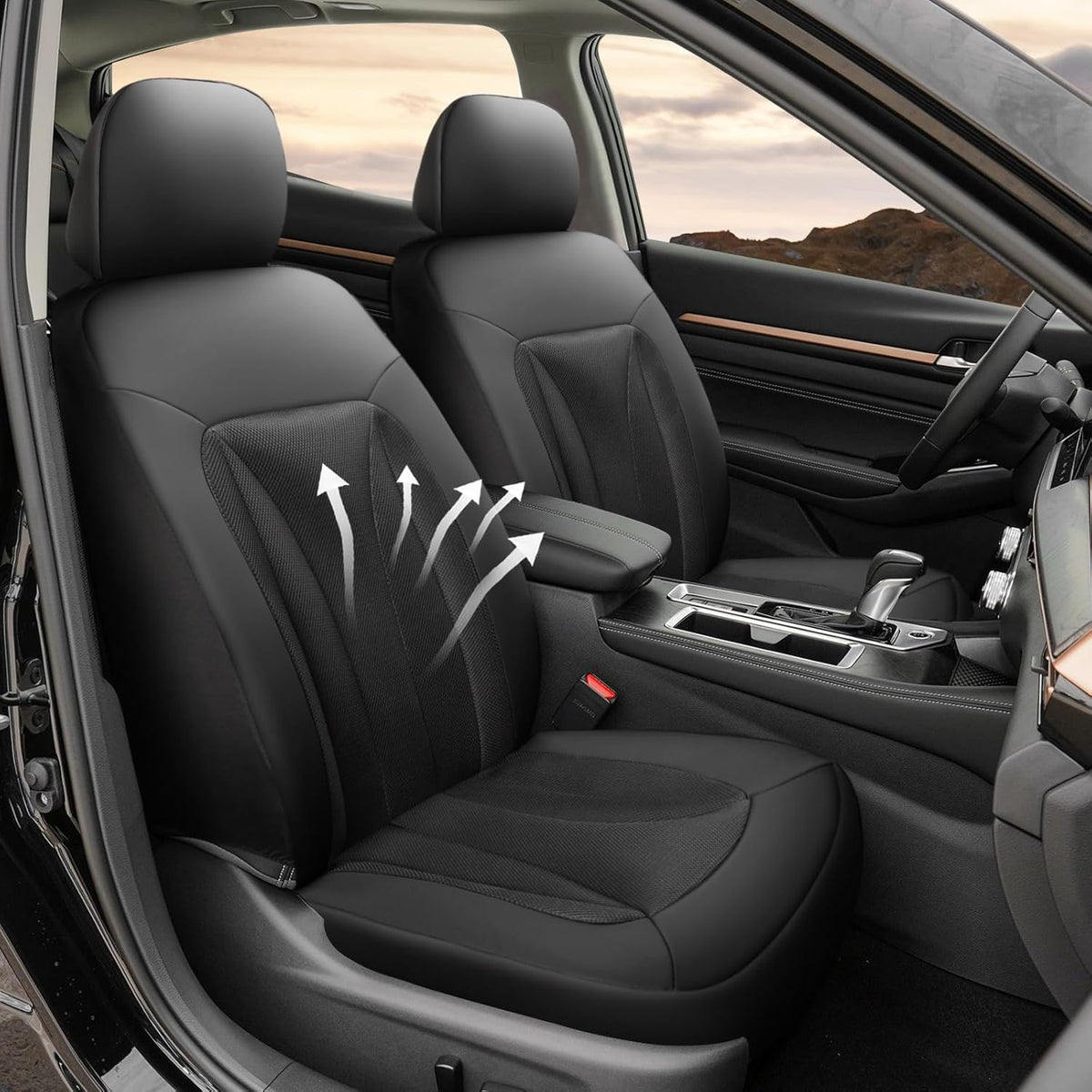 GIANT PANDA Front Car Seat Cover for Jeep, 3D Air Mesh Car Seat Covers Custom Fit Jeep Grand Cherokee Wrangler Compass Gladiator Wagoneer (Black) 2-Pack