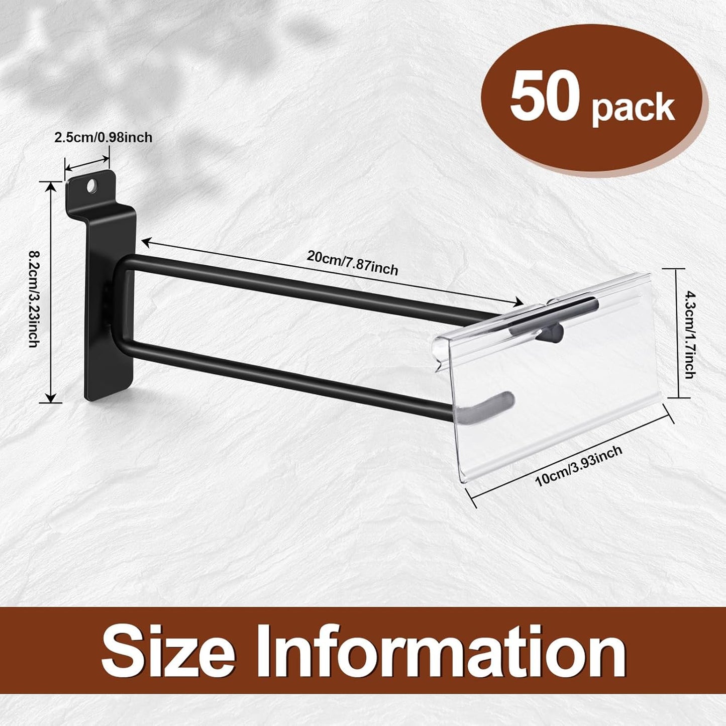 Polmart Heavy Duty Black Slatwall Panel Double-Bar Hooks - 50 Pack (8-inch)