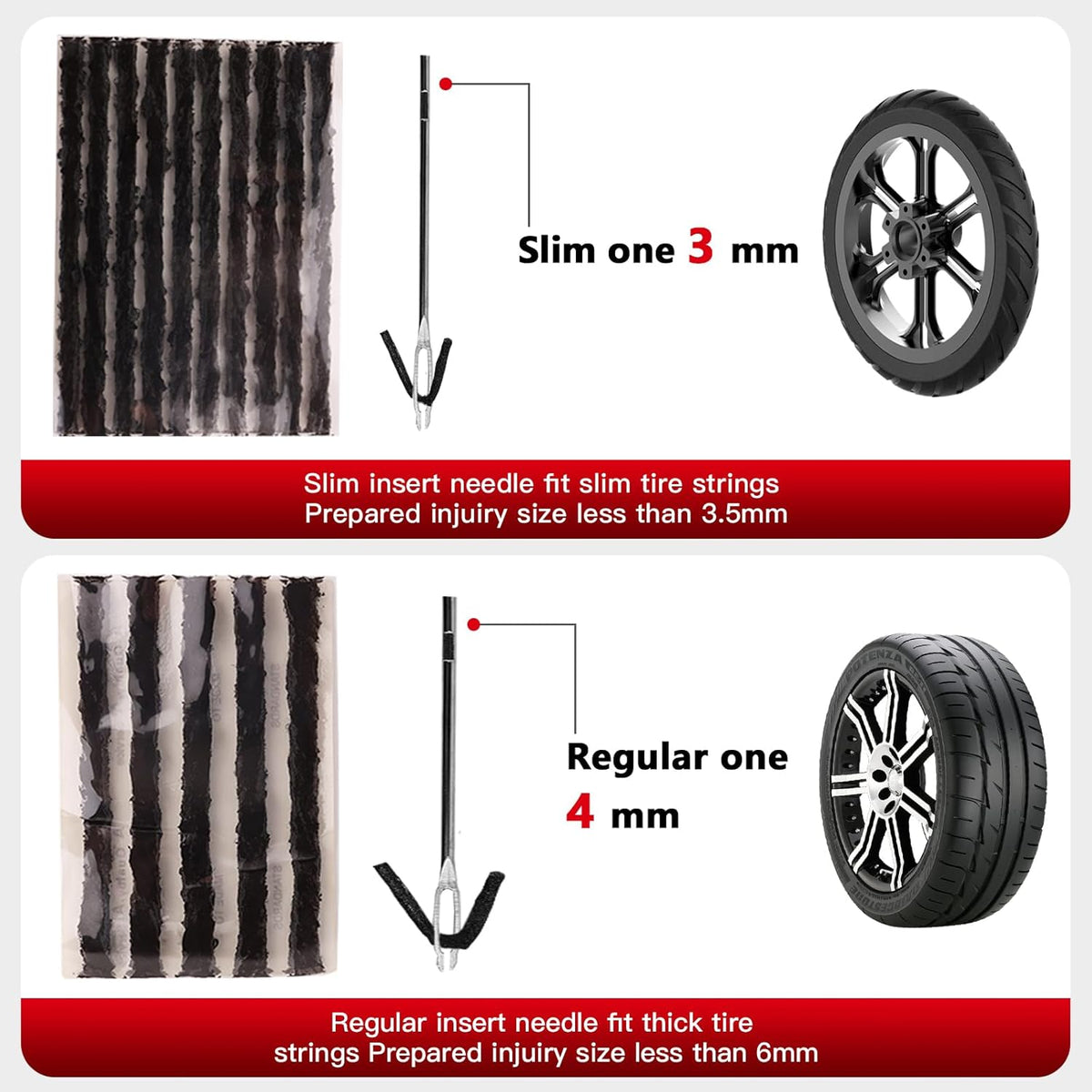 SUNSOUL Portable Tire Repair Kit with Plugs, Heavy Duty Tire Plug Kit, 40PCS Flat Tire Emergency Repair Tool for Car, Motorcycle, Truck, ATV, UTV, RV, Tractor