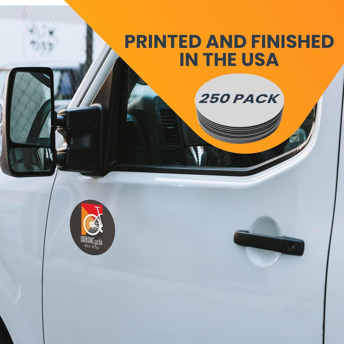 Magnet Me Up Customizable 30 Mil Round Magnet- 5”, 250 PK Weatherproof Car Magnet for Businesses, Sports Teams, Fundraiser, Personal Expression- Custom Text & Logo- Strong Magnetic Vinyl for Vehicles