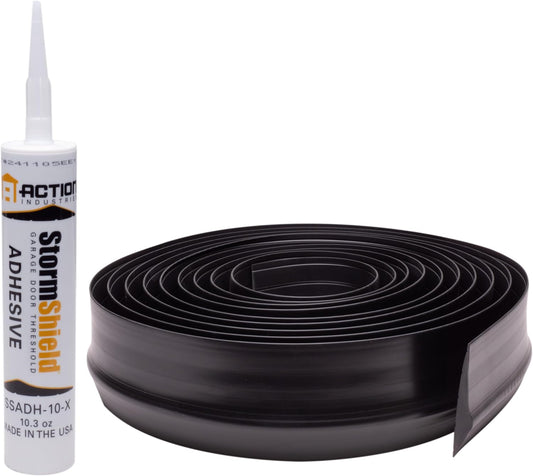 Storm Shield® 20’ Garage Door Threshold Seal – Industrial PVC Strip for Aircraft Hangars, Farm Storage, Vehicle Bays – Flame Resistant, Chemical, Weatherproof Garage Door Insulation – Epoxy Adhesive