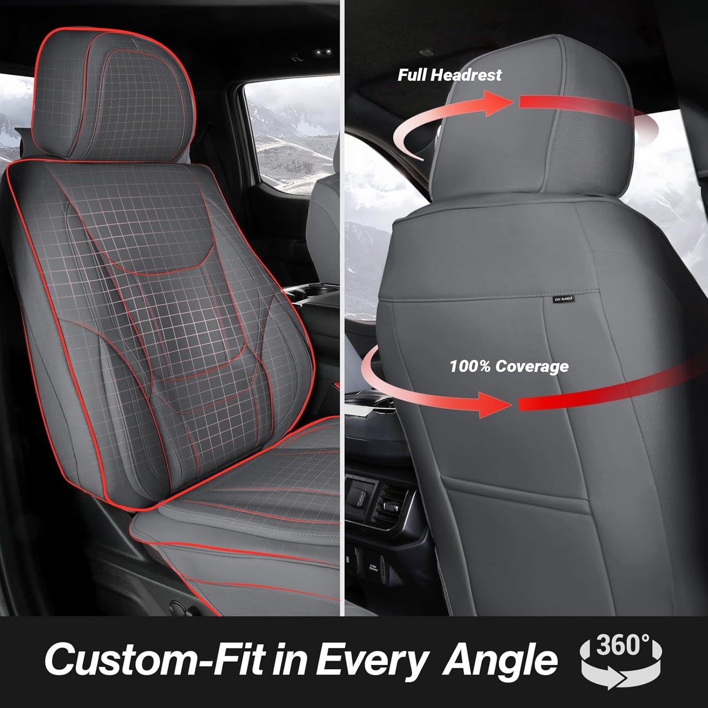 Coverland Custom Car Seat Covers Compatible with 2002-2010 Ram 1500 Quad Cab, Crew Cab - Premium Leather Non-Slip Waterproof Custom Interior Protector Full Set-Dark Gray [See Size Chart-Size X142]