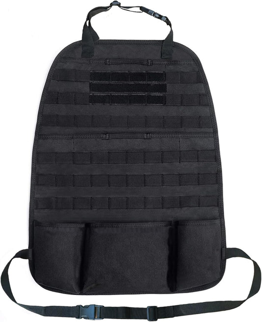Car Seat Back Organizer Tactical MOLLE Panel Back Seat Storage Bag Universal Car Seat Cover Protector (Black)