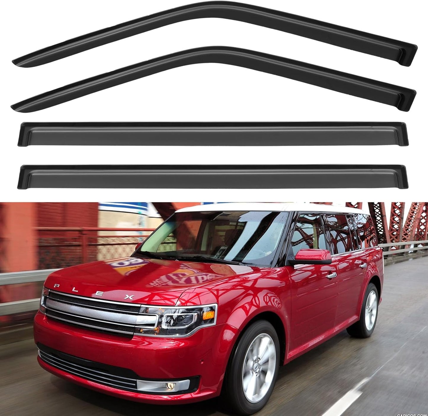 Window Visors Rain Guards Shield for 2009-2019 Ford Flex, Out-Channel Window Vent Wind Deflectors Visors Shades for 09-19 Ford Flex