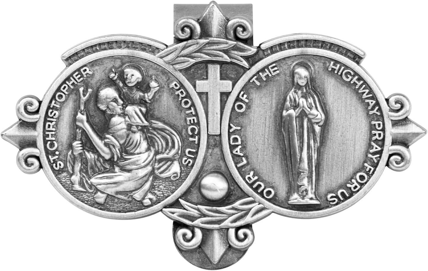 St. Christopher Visor Clip, Saint Christopher Medal for Car, Auto Car Sun Visor Clip, Bless Driving Safety Gift Car Accessories for Family, New Driver, Friends