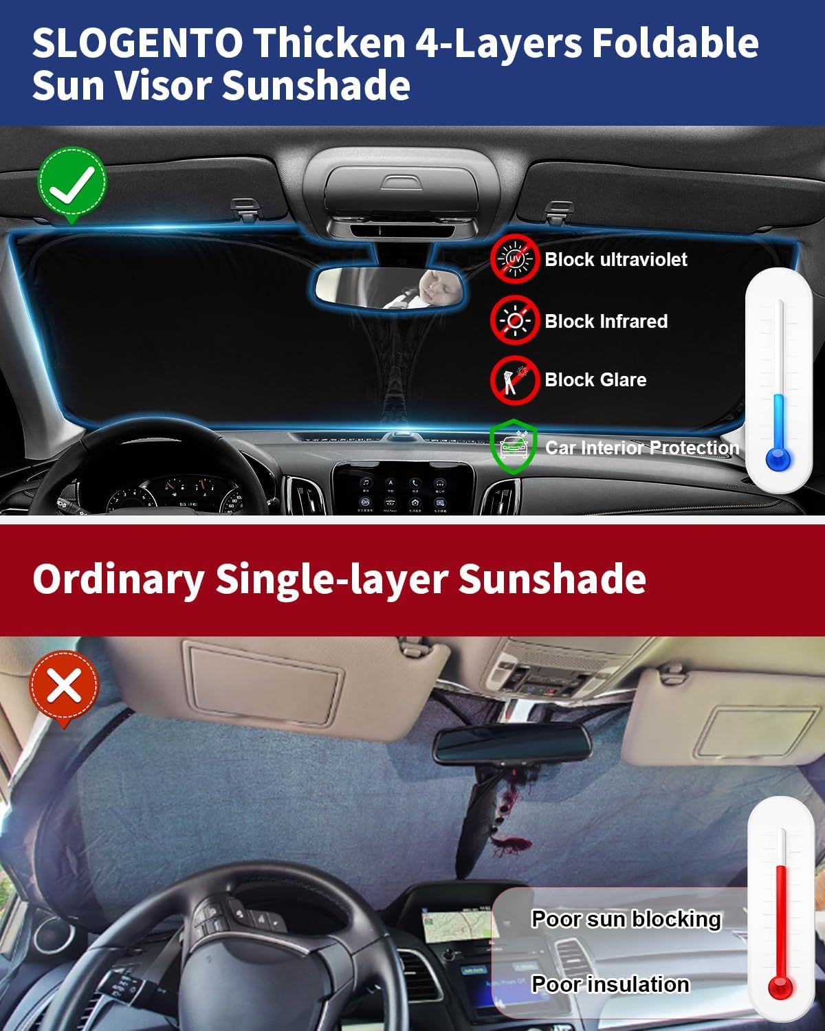 for F150 Car Windshield Sun Shade for 2015-2020 Ford F150 Lariat, King Ranch, Platinum, XL XLT Limited Raptor Accessories 2025 Upgrade Front Window Sunshade 2 Layer 240T Custom Fit Sun Visor Protector