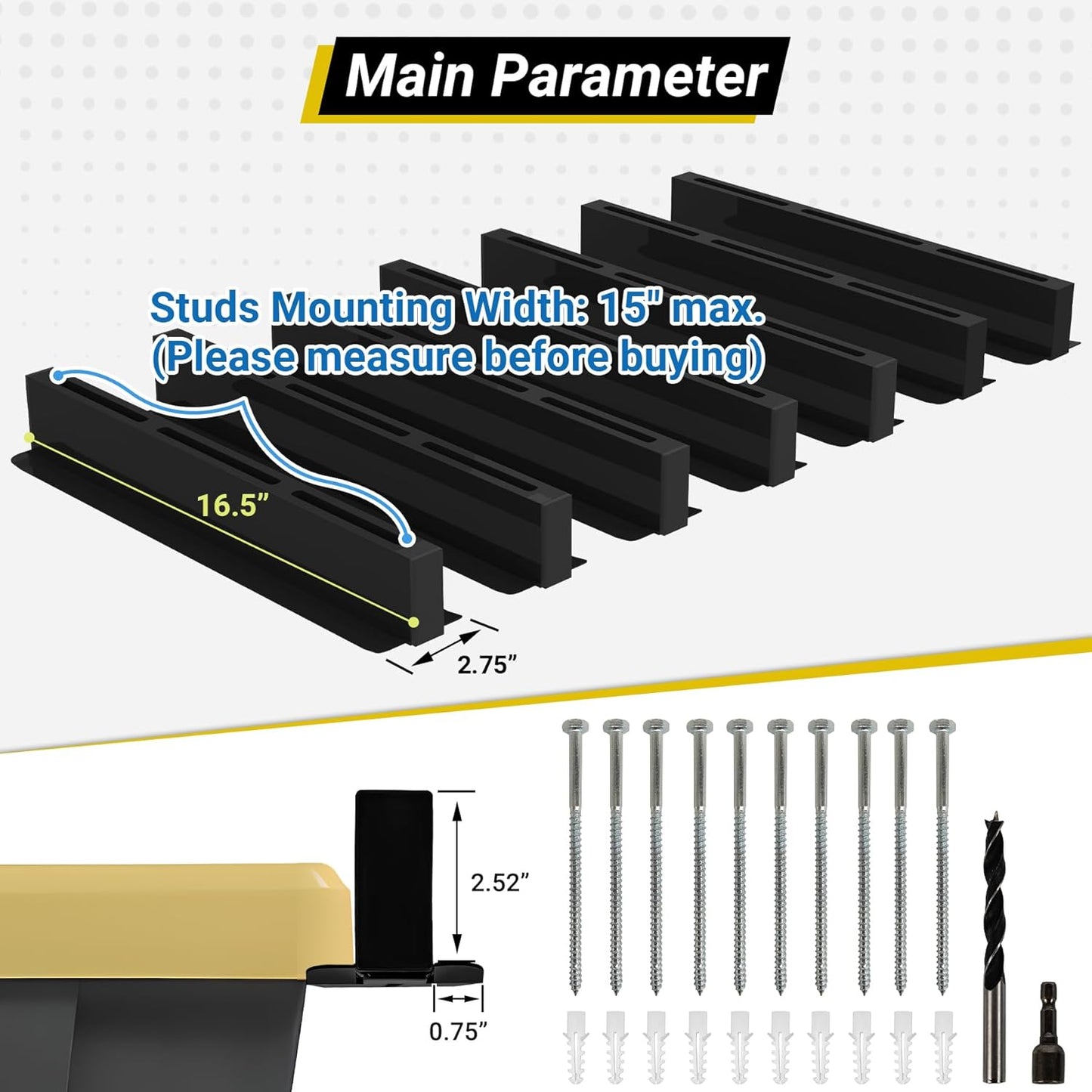 6-bin Overhead Garage Storage Rack, Ceiling Storage Racks Heavy Duty, Powder Coated Tote Storage Rack for Garages, Sheds, Storerooms (7 PCS, for 6 Bins)