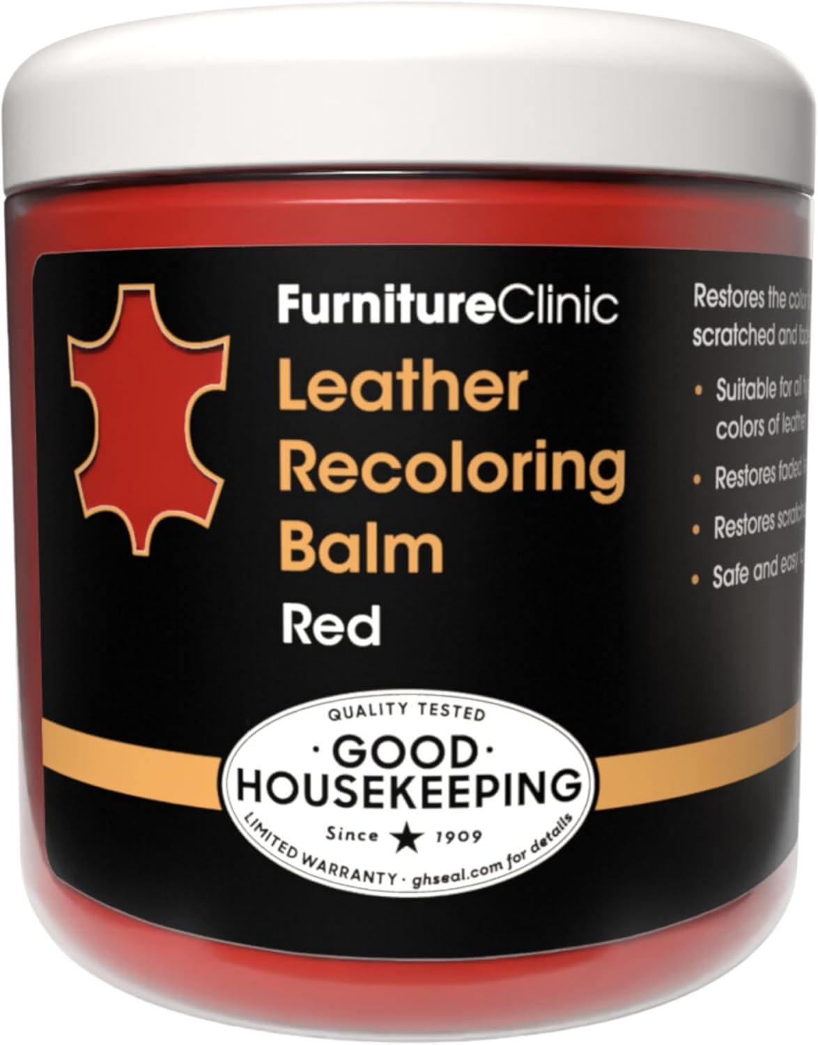 The Original Leather Recoloring Balm by Furniture Clinic - Red Leather Dye for Furniture, Couches & Car Seats - Restore Scratched, Faded, & Damaged Surfaces