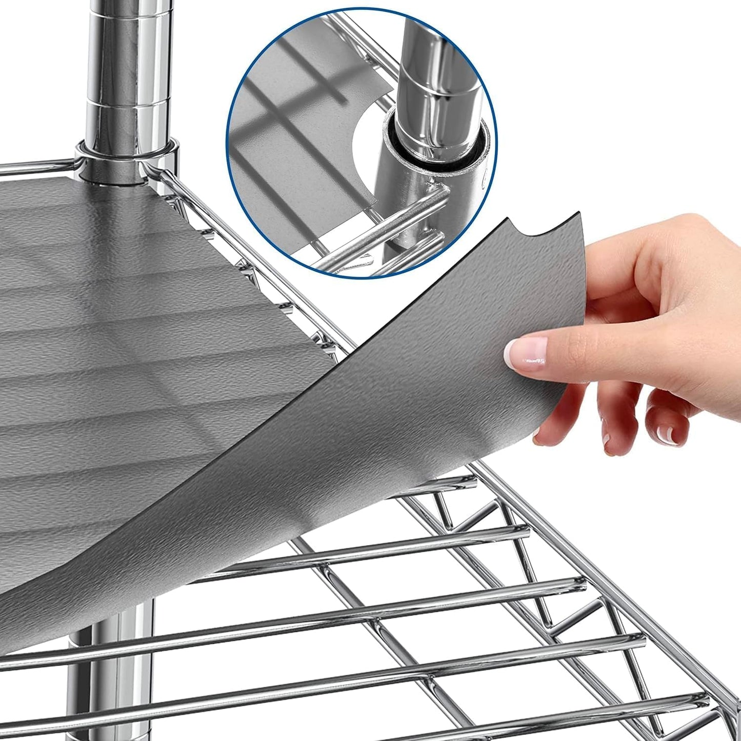 Shelf Liners for Wire Shelf System: Set of 5 in Graphite: 24 x 60 inch: Plastic Wire Shelving Shelf Mats