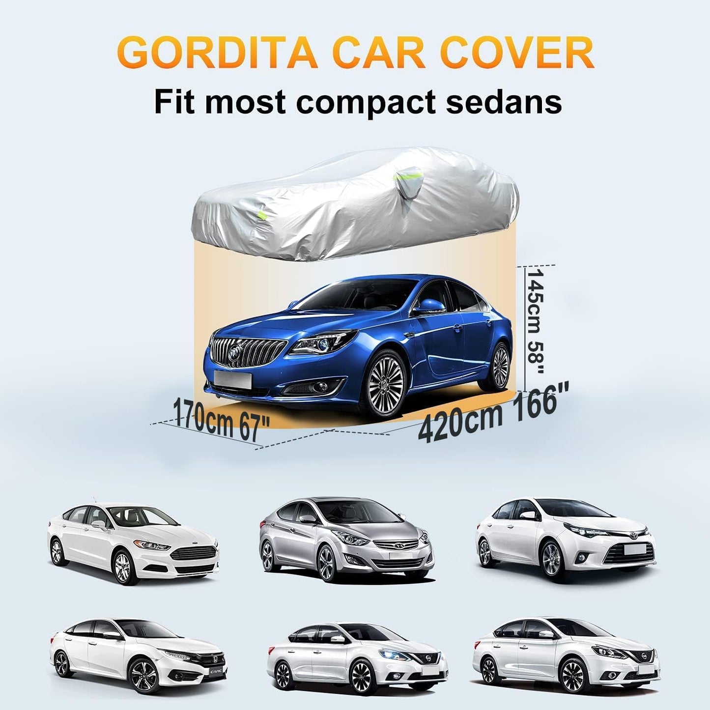 All-Weather Waterproof Car Cover – Universal Fit for Sedans (Up to 165")