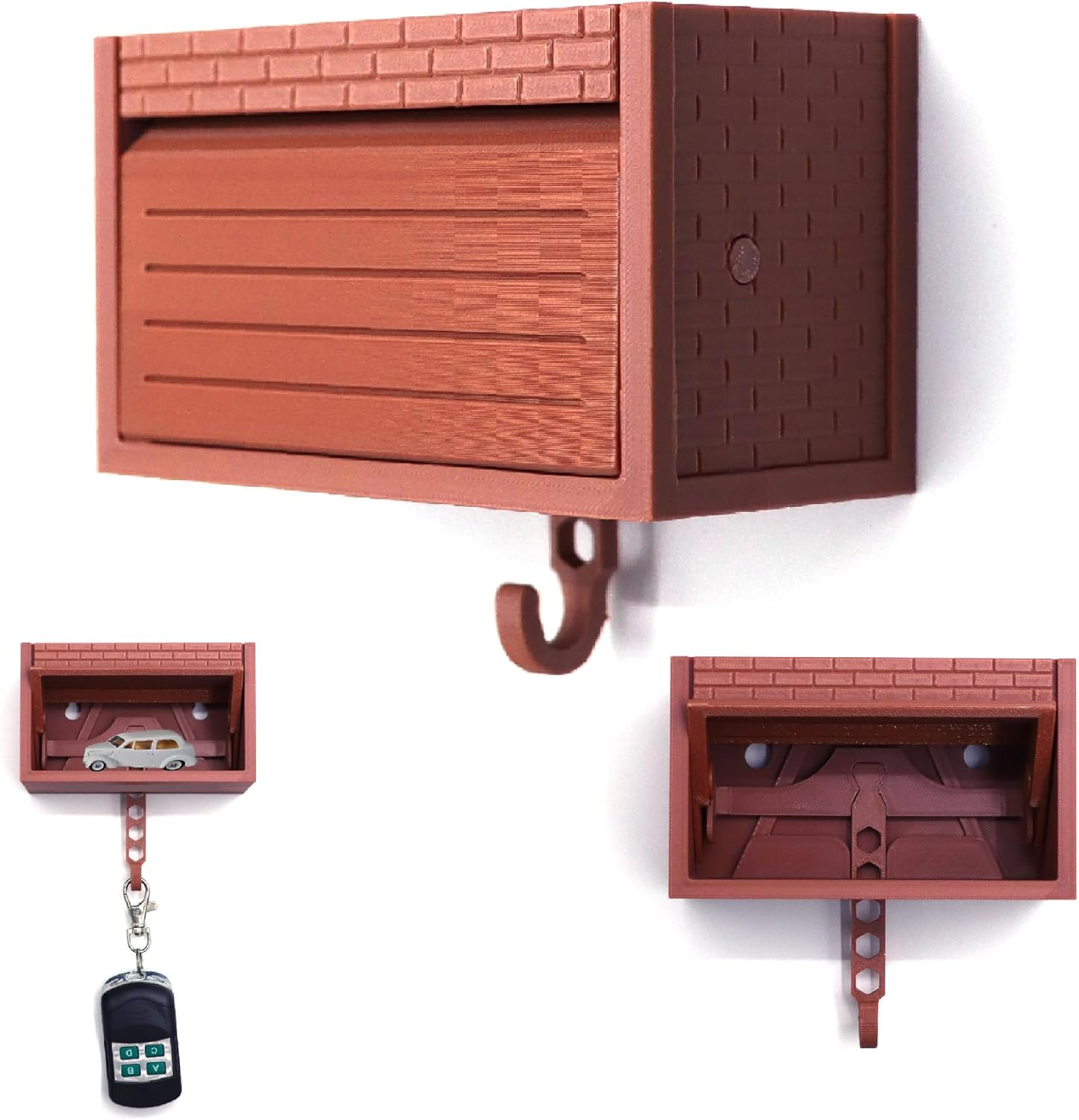 Wall-Mounted Car Display Key Holder, Decorative Garage Model Design, Multiple Colors（No Car） (Brick-Black（No Car）)
