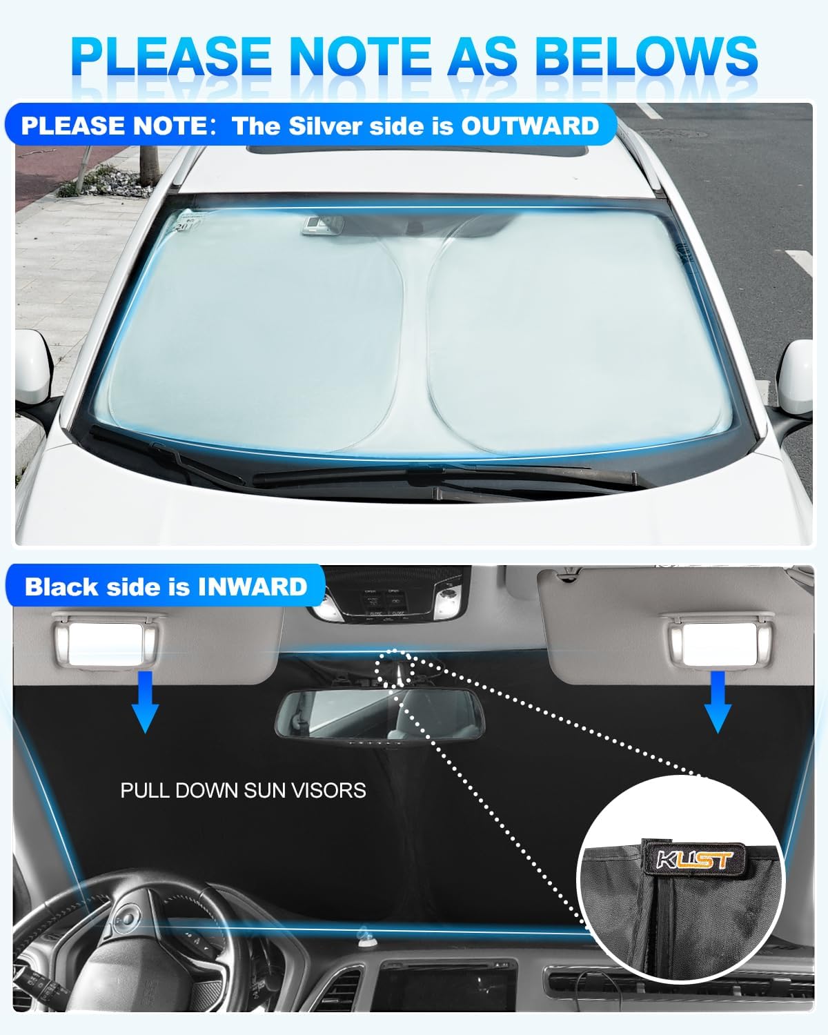 KUST Windshield Sun Shade for Audi A6 Accessories 2019-2024 2025 Window Shade Sun Visor Cover Foldable Blocks UV Rays Keep Your Car Cooler