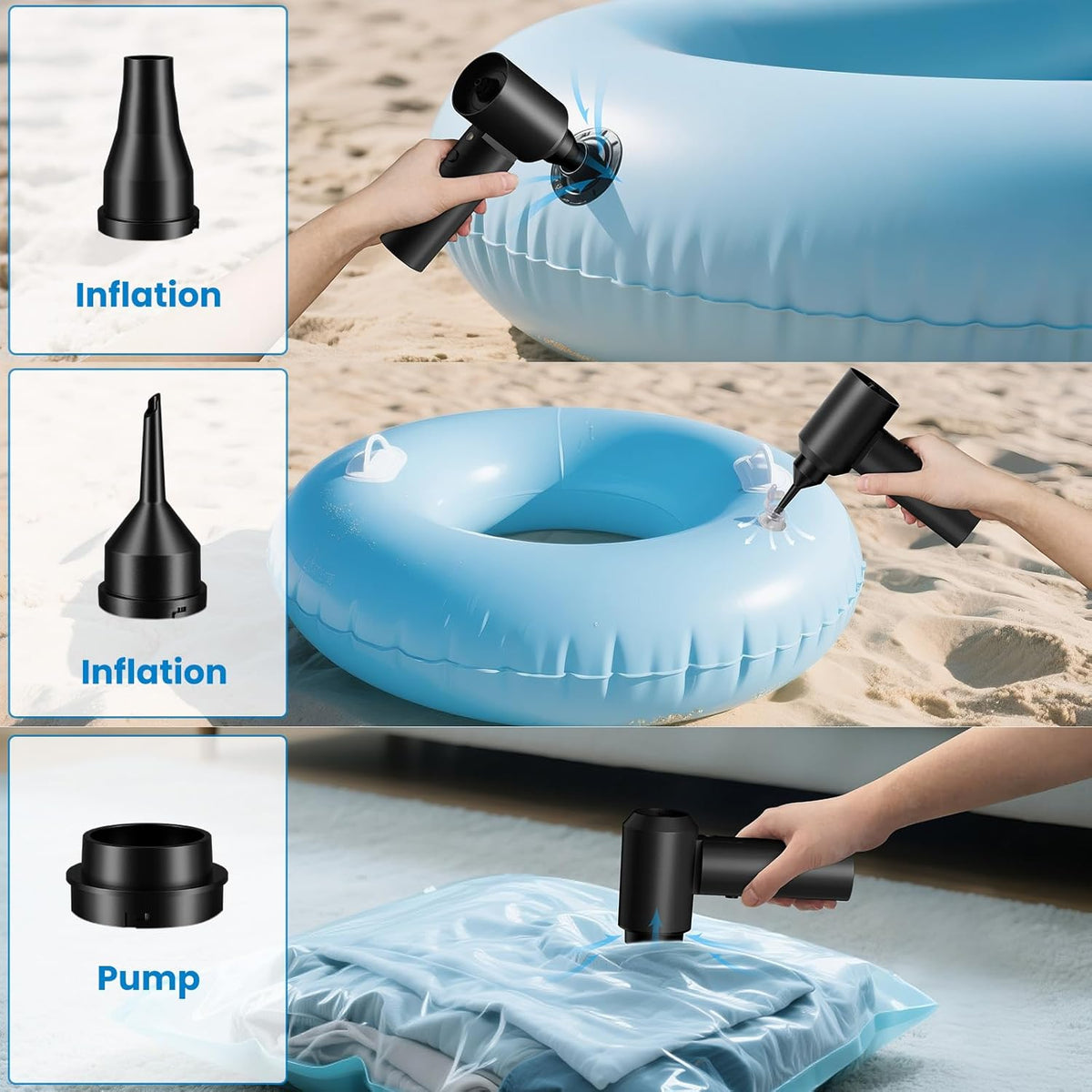 90° Foldable Car Vacuum Portable Cordless 16000PA, 4-in-1 Mini Vacuum Cleaner with Brushless Motor, Handheld Vacuum Cordless Blower/Pump for Car, Home,Office