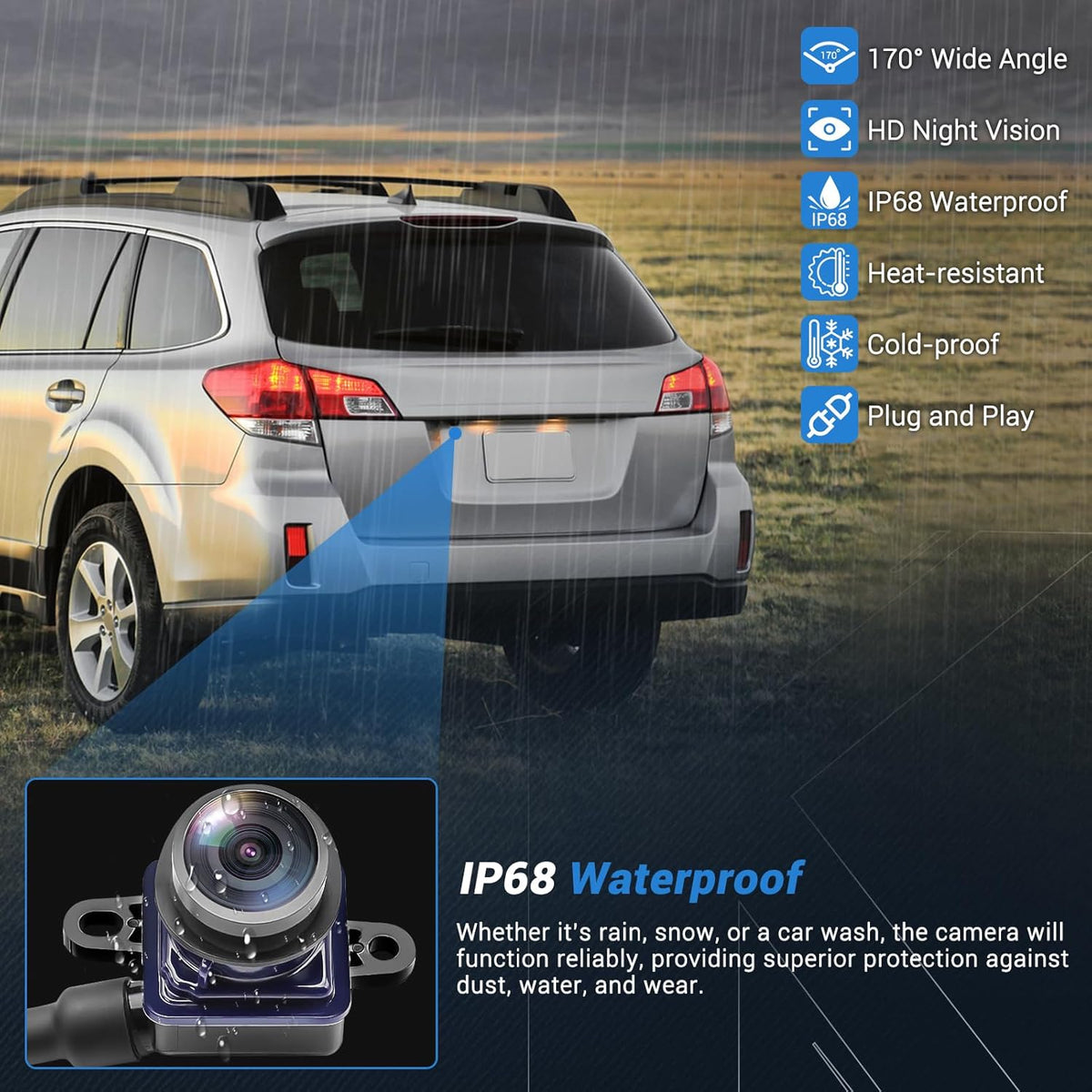 56054157AA Rear View Backup Camera Compatible with 2011-2016 Chrysler Town & Country 2011-2020 Dodge Grand Caravan HD Color Night Vision Waterproof Backup Camera 4672639AA CH1960103