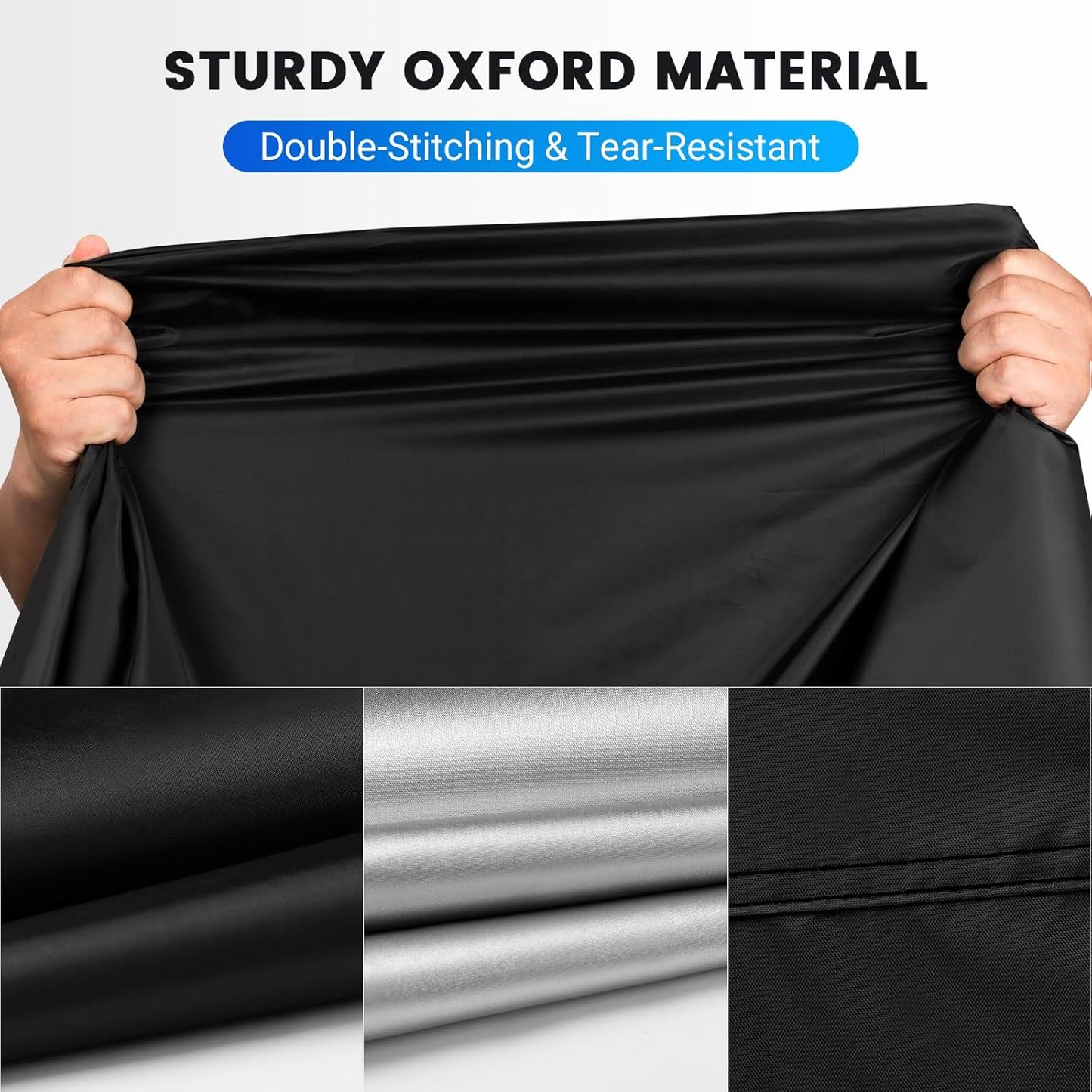 Favoto Motorcycle Cover Universal Heavy Duty Oxford Fabric with Lock-Hole 3 Night Reflectors Windproof Buckles Carrying Bag Waterproof Rain Dust Sun Outdoor Protection, Black-Orange, 104 inch