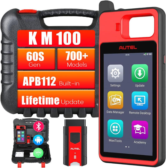 Autel KM100 Scanner Same as KM100X/E, Lite of IM508S Pro IM608 PRO 2 Programming Tool Free Update OBD Learning On 99% Car, Scan VIN/License Built-in APB112