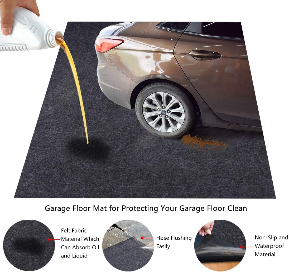 Motorcycle, Golf cart, Go-Kart, Mountain Bike Floor Mat,Absorbent Fabric,Anti-Slip and Waterproof Backing,Washable,Garage and Shop Parking Mats(6.7Feet x 6.7 Feet)