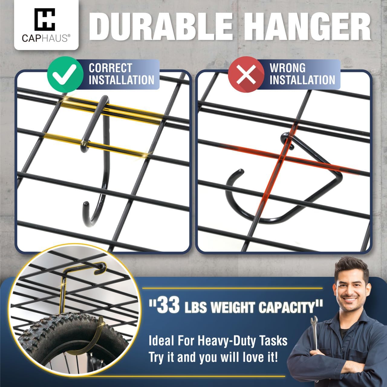Fencer Wire 72 in. W x 18 in. D Wall Mounted Garage Wall Shelving w/ 4 Hooks, White Wall Shelf, Heavy Duty Garage Wall Storage System, Garage Organizer Floating Shelves, 1000lb Weight Capacity