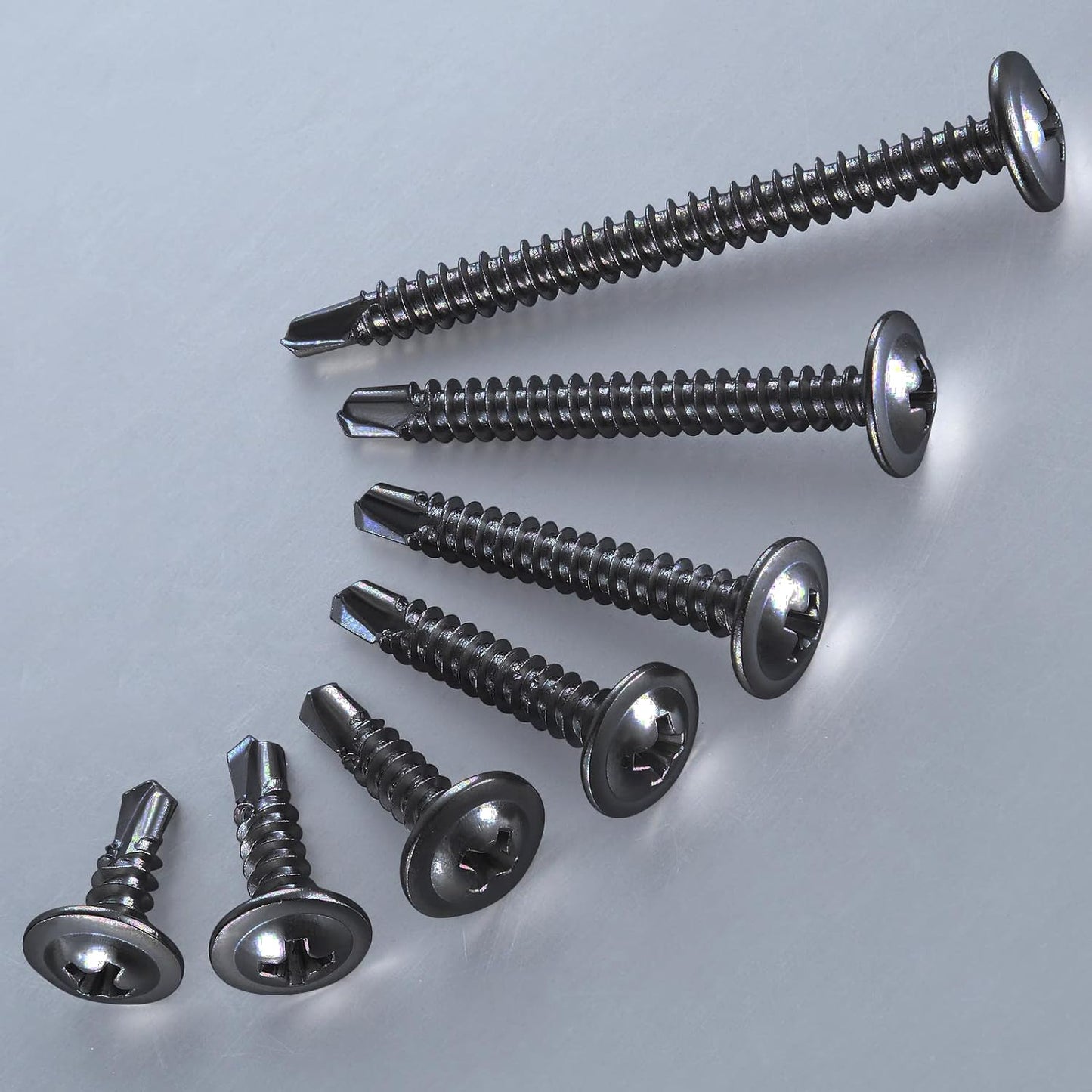 (350 pcs) Wensilon #10×1/2” for Sheet Metal Self-Tapping Screws 410 Black Stainless Steel Truss Head High-Strength Quick Tapping