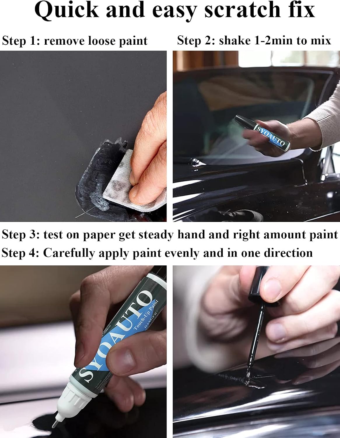 SYOAUTO Ingot Silver UX Touch Up Paint Fit for Ford Auto Touch up Paint Scratch Repair Pen Brush and Tip 2 in 1 Ingot Silver