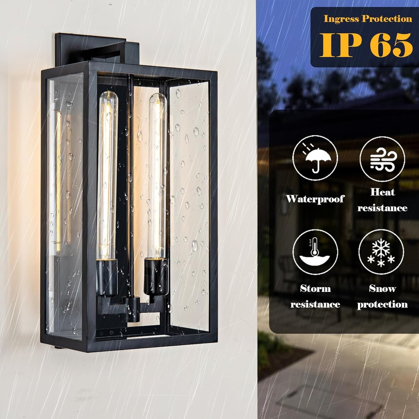 Outdoor House Lights Wall Mount, 21" Large Wall Sconces Wall Lights for House, Black Waterproof Modern Porch Lighting Exterior Lamp for Porch, Front Door, House Garage, Farmhouse (Bulbs Included)