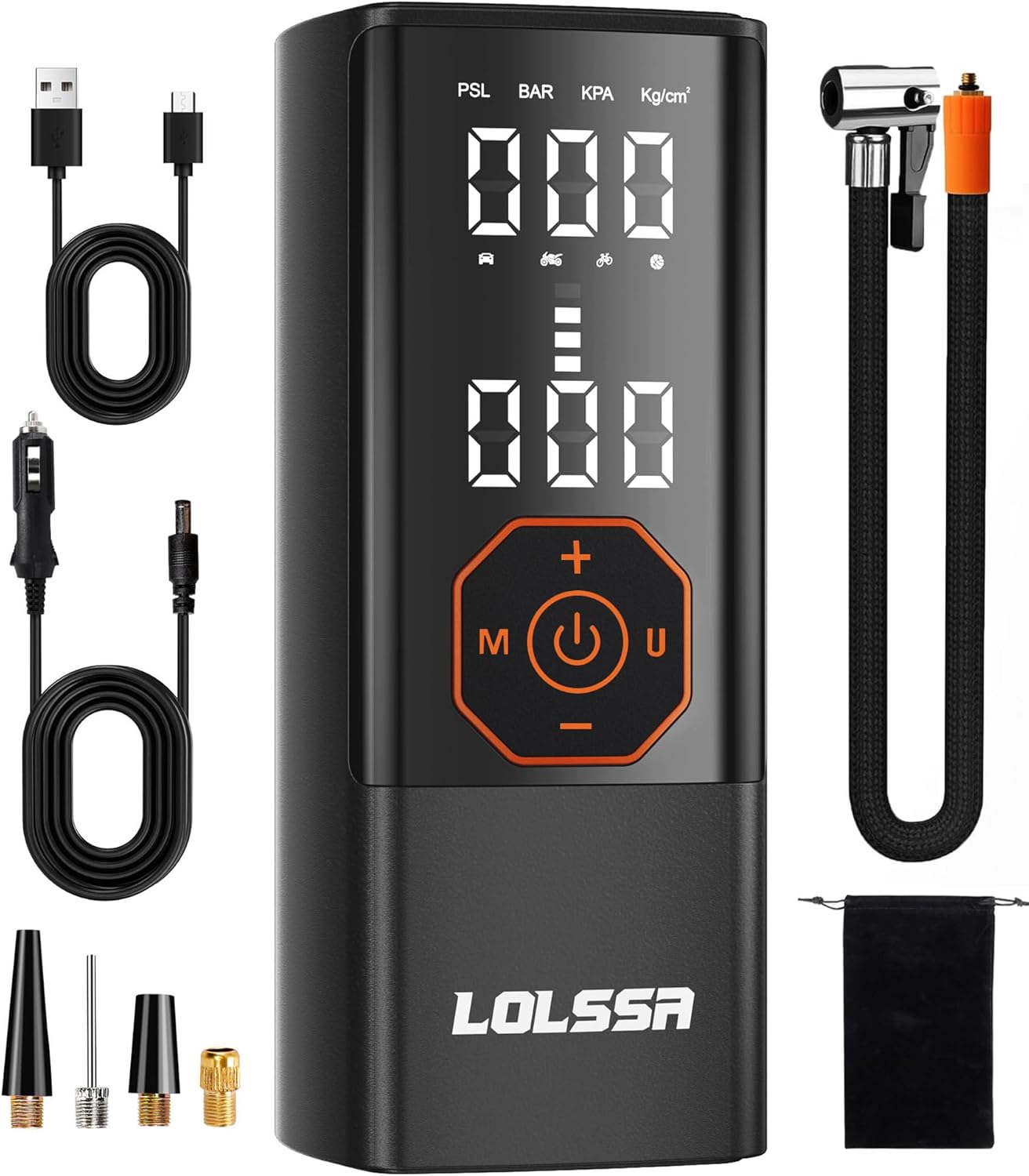 Tire Inflator Portable Air Compressor-180PSI Air Pump for Car Tires-Cordless Tire Pump with Pressure Gauge, Cigarette Lighter Plug for Motorcycle, Bike, Ball, Dual-Use Type