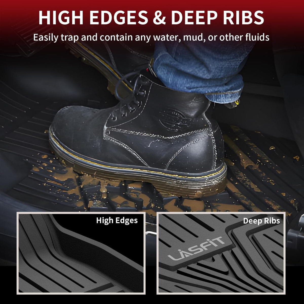 LASFIT Floor Mats and Trunk Mat for Honda Civic Sedan 2022-2025 2026 Rear with USB Ports (Not for Hatchback & 2025 Hybrid), TPE All Weather Car Floor Liners - 1st & 2nd Row & Cargo Liner, Black