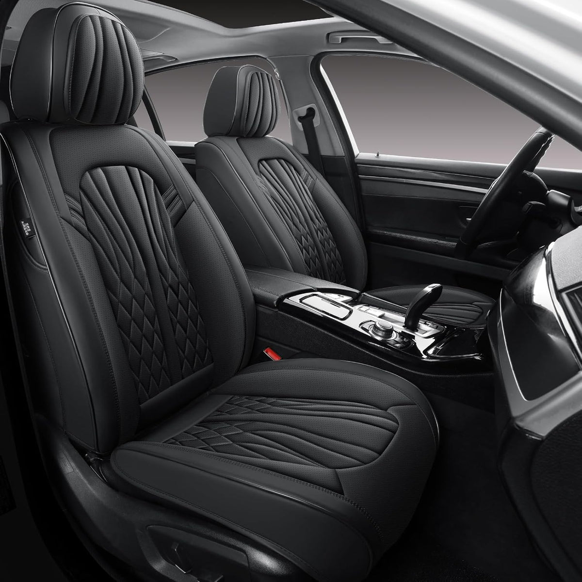 Seat Covers for Cars, Waterproof Seat Covers, Leather Car Seat Covers 2 Pack, Universal Seat Cushion Protector for Most Cars Black