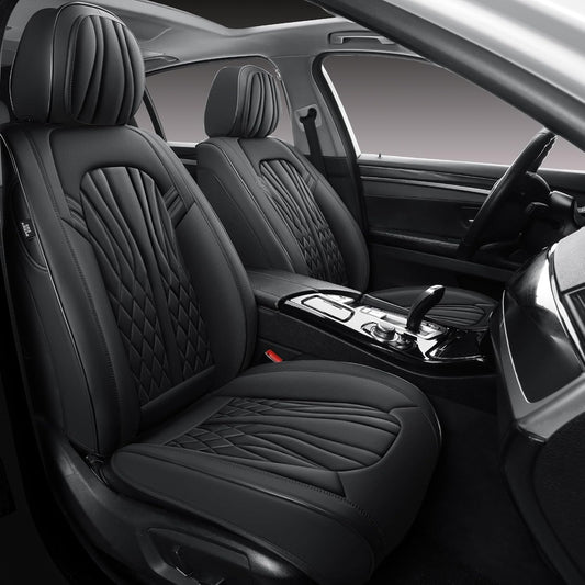 Seat Covers for Cars, Waterproof Seat Covers, Leather Car Seat Covers 2 Pack, Universal Seat Cushion Protector for Most Cars Black