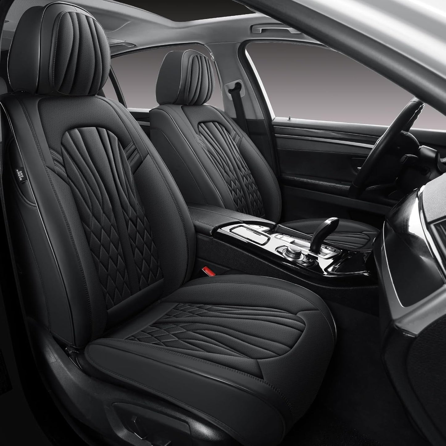 Leather Seat Covers,Car Seat Protector Waterproof,Seat Covers Full Set, Car Seat Protectors 5 Seats,Automotive Seat Covers Fit for Most Cars Black