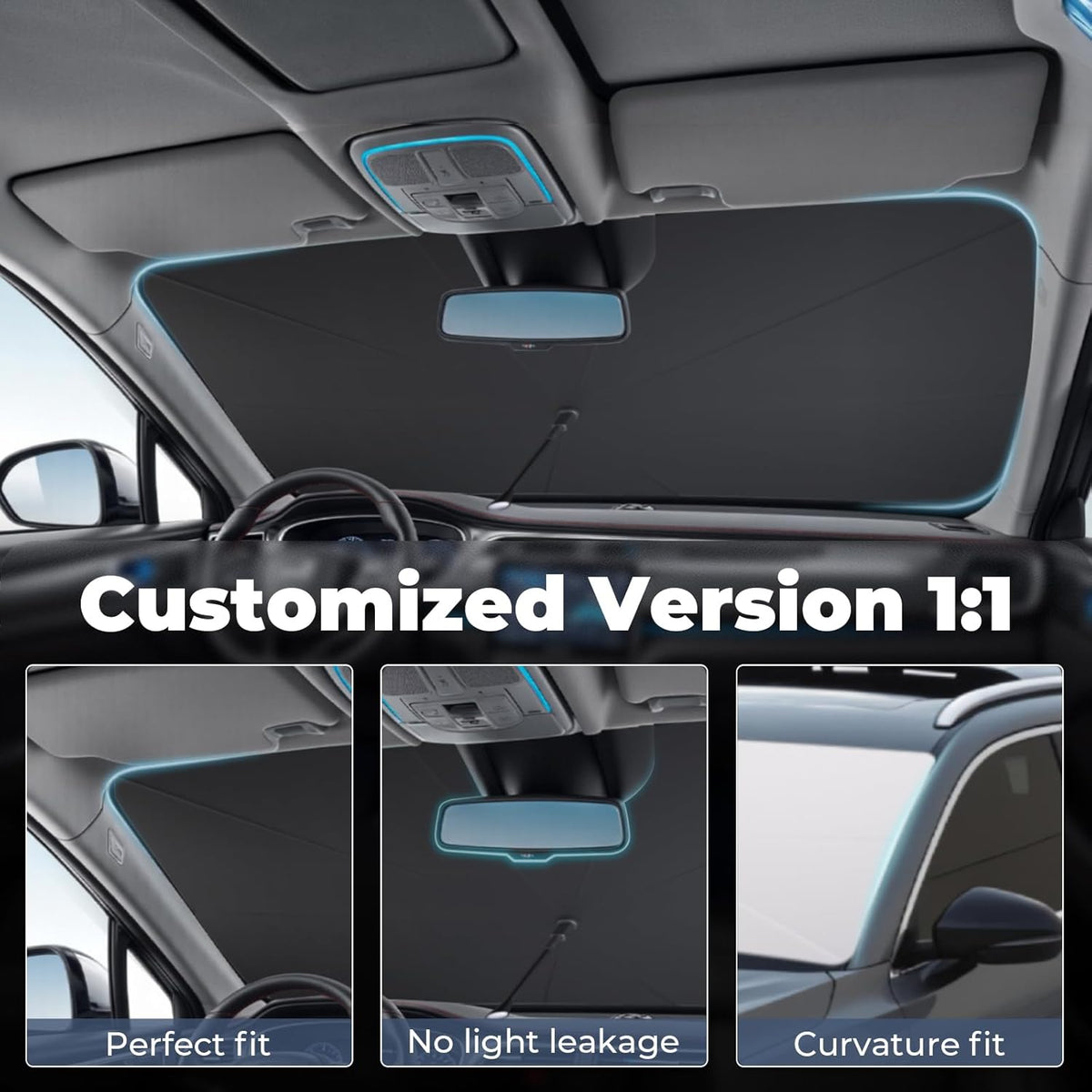 Windshield Sun Shade Umbrella: Fit for Toyota RAV4-2019-2024 2025 Hybrid Prime LE XLE XLE- 4-Layers Front Car Window Shades - Thickened Foldable RAV-4 Sunshades Block UV Keep Cool
