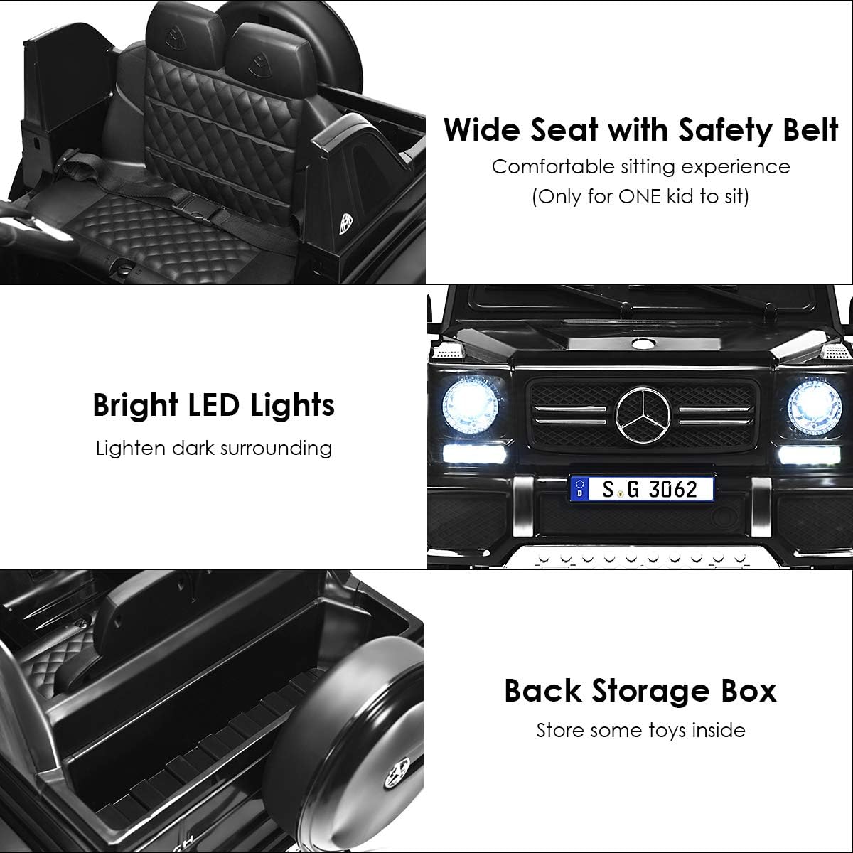 Costzon Ride on Car, Licensed Mercedes-Benz Maybach, 12V Battery Powered Vehicle Toy w/ 2 Motors, Remote Control, 3 Speeds, Lights, Horn, Music, Aux, Storage, Truck, Electric Car for Kids (Black)
