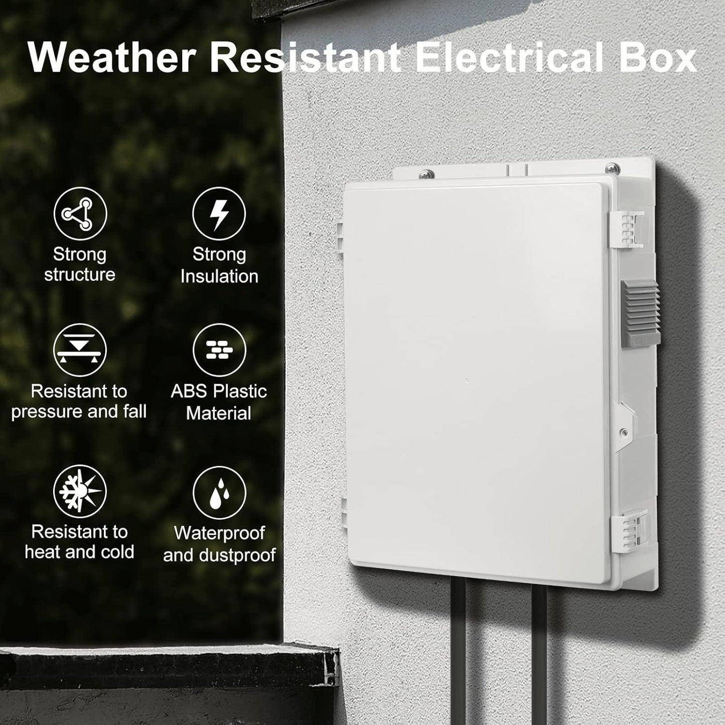 Outdoor Electrical Junction Box, ABS Water Resistant Enclosure with Internal Mounting Panel & Hinged Cover, 15.7" H* 11" L* 4.1" W