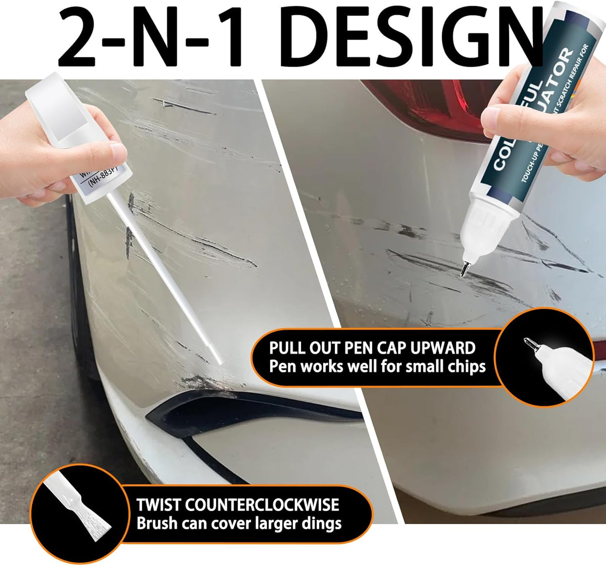 Platinum White Pearl(NH-883P) Touch Up Paint Compatible with Honda, Car Paint Pen Scratch Repair Two-In-One Touch Up Paint, Premium Car Scratch Remover for Deep Scratches