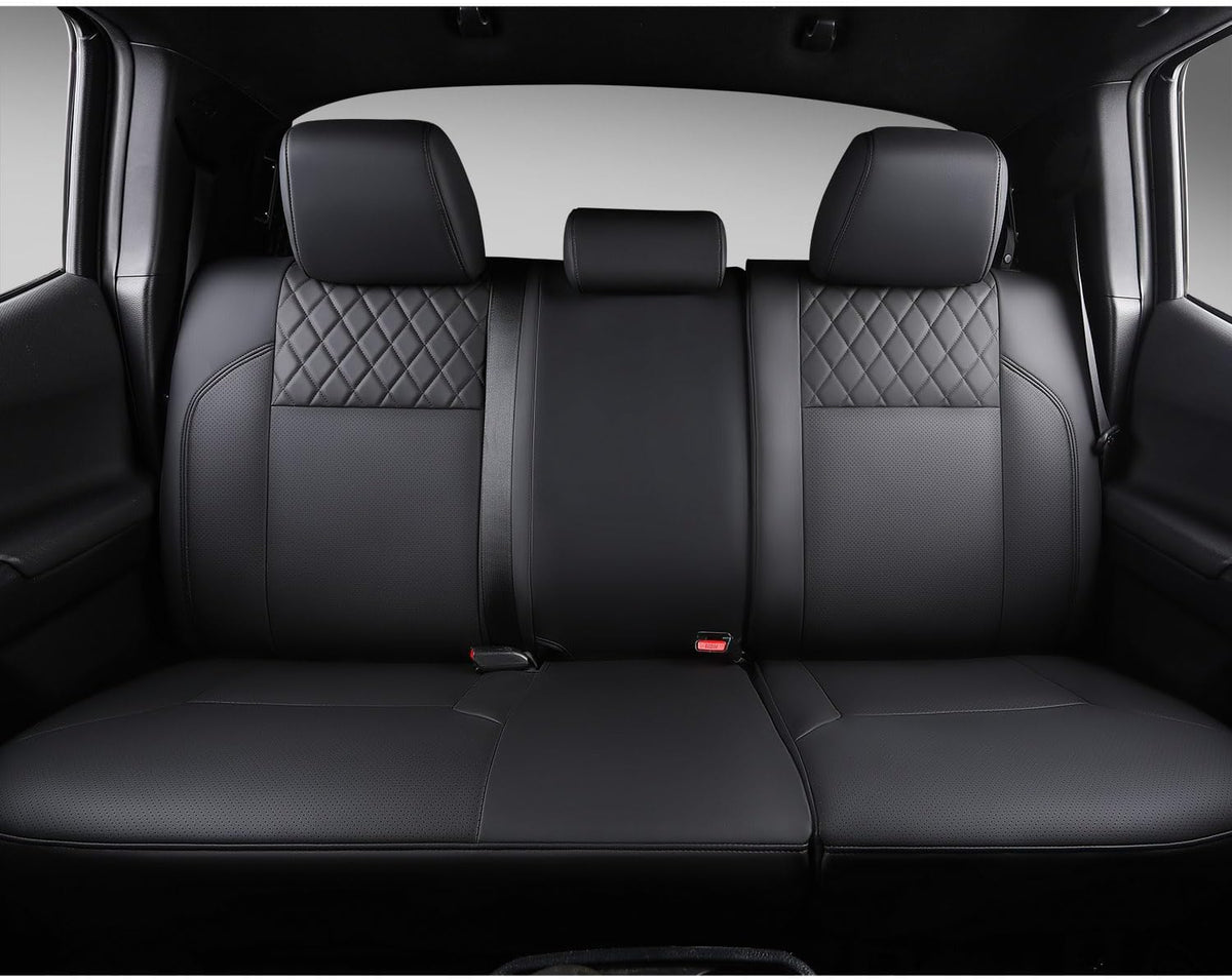 PTYYDS Seat Covers Compatible with 2016-2023 Toyota Tacoma Seat Covers SR5 TRD Off Road Limited PU Leather Car Full Set Protector Replacement for 2016-2023 Toyota Tacoma Accessories