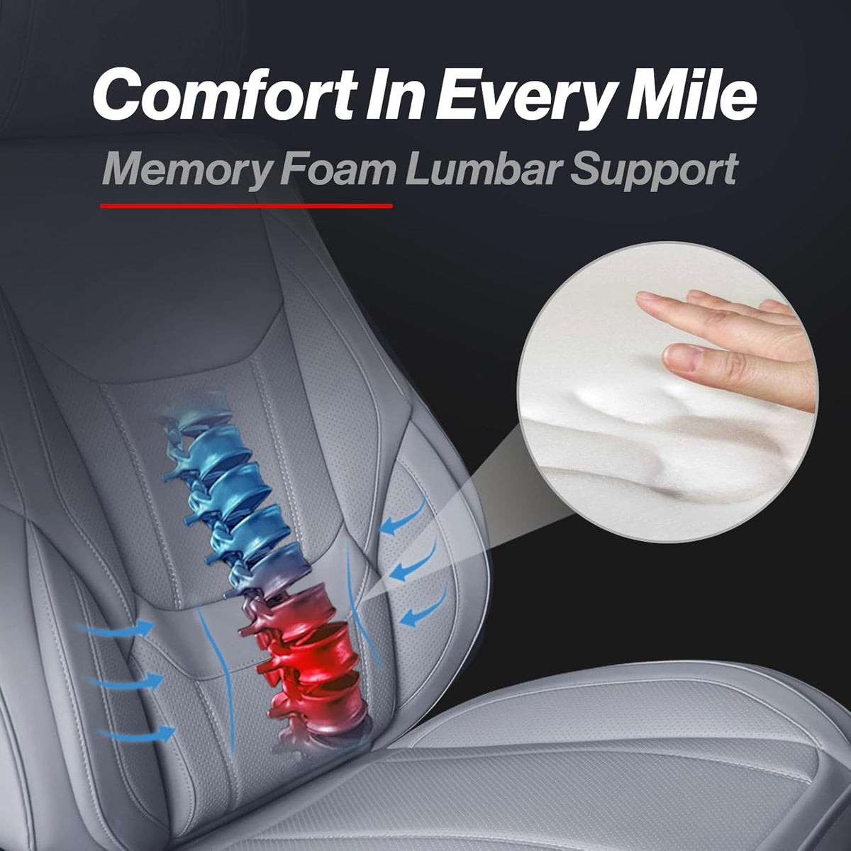 Coverland Custom Car Seat Covers Compatible with F150, Tundra, Ram 1500, Ram 2500 - Premium Leather Non-Slip Waterproof Cover Custom Interior Protector Full Set-Gray [See Size Chart-Size X130]