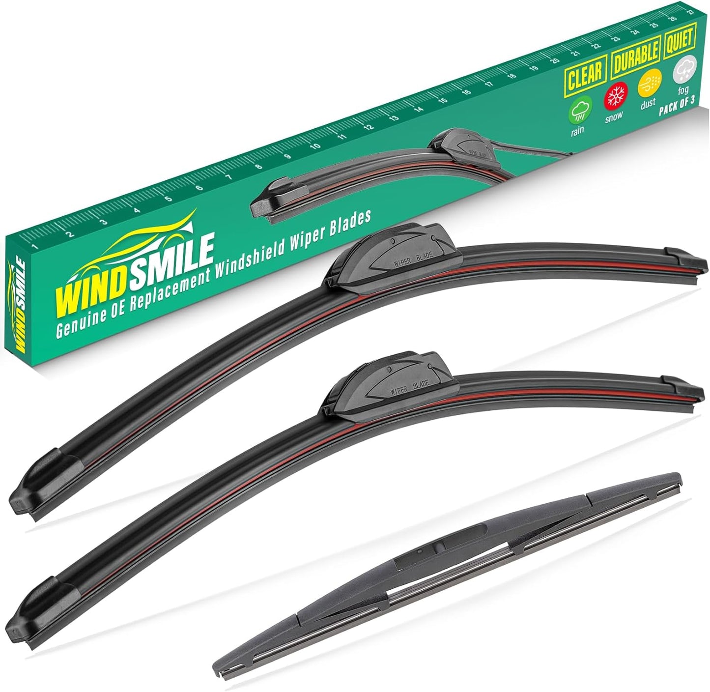 28" 14" 12" Windshield Wiper Blades Replacement for Toyota Corolla Hatchback 2019 2020 2021 2022 Premium All Weather Front Rear Wipers Set - OEM Quality (Pack of 3)