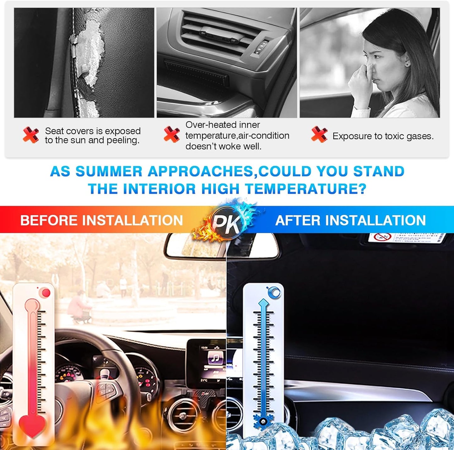 KUST Windshield Sun Shade for Genesis GV80 2021 2022 2023 2024 2025 Window Sunshade Sun Visor Protector Foldable Blocks UV Rays Keep Your Car Cooler