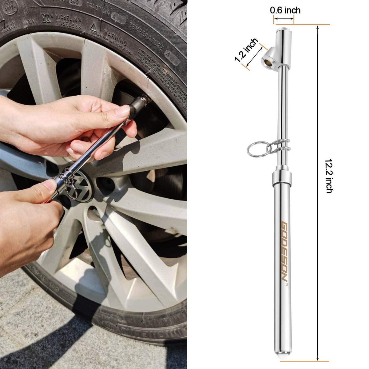 GODESON Dual Head Tire Pressure Gauge,Heavy Duty Pen Tire Gauge Range 10-150PSI; 1-10Bar. Dual Head Truck Air Pressure Gauge…