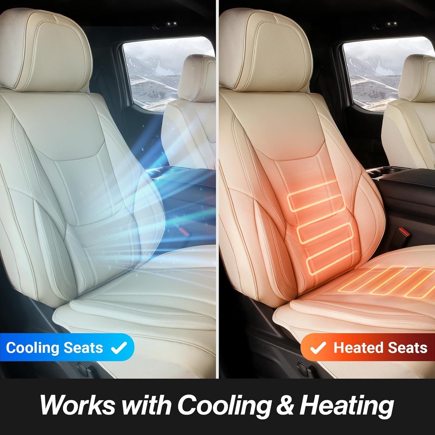Coverland Custom Car Seat Covers Compatible with Frontier, Tacoma - Premium Leather Non-Slip Memory Foam Waterproof Seat Cover Custom Interior Protector Full Set-Beige [See Size Chart-Size X132]