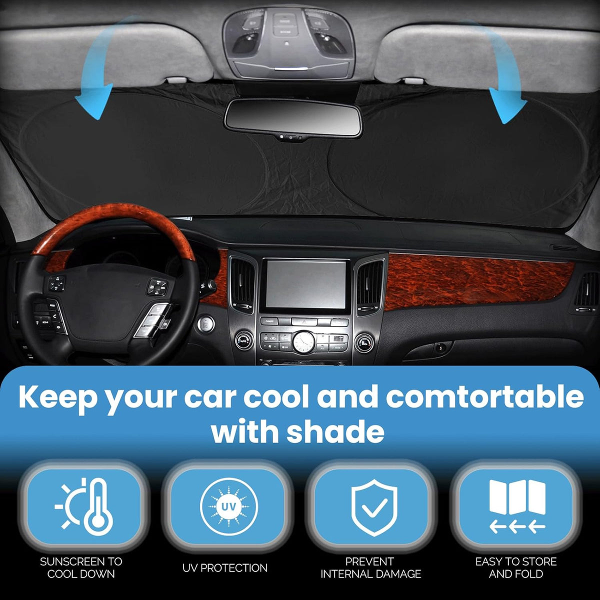 Custom Fit VW ID.4 Windshield Sunshade for 2021-2022 2023 2024 2025 VW ID.4 for Volkswagen Accessories Front Window Shield Cover for Windshield Sun Visor Protector Blocks UV Keeps Car Cool