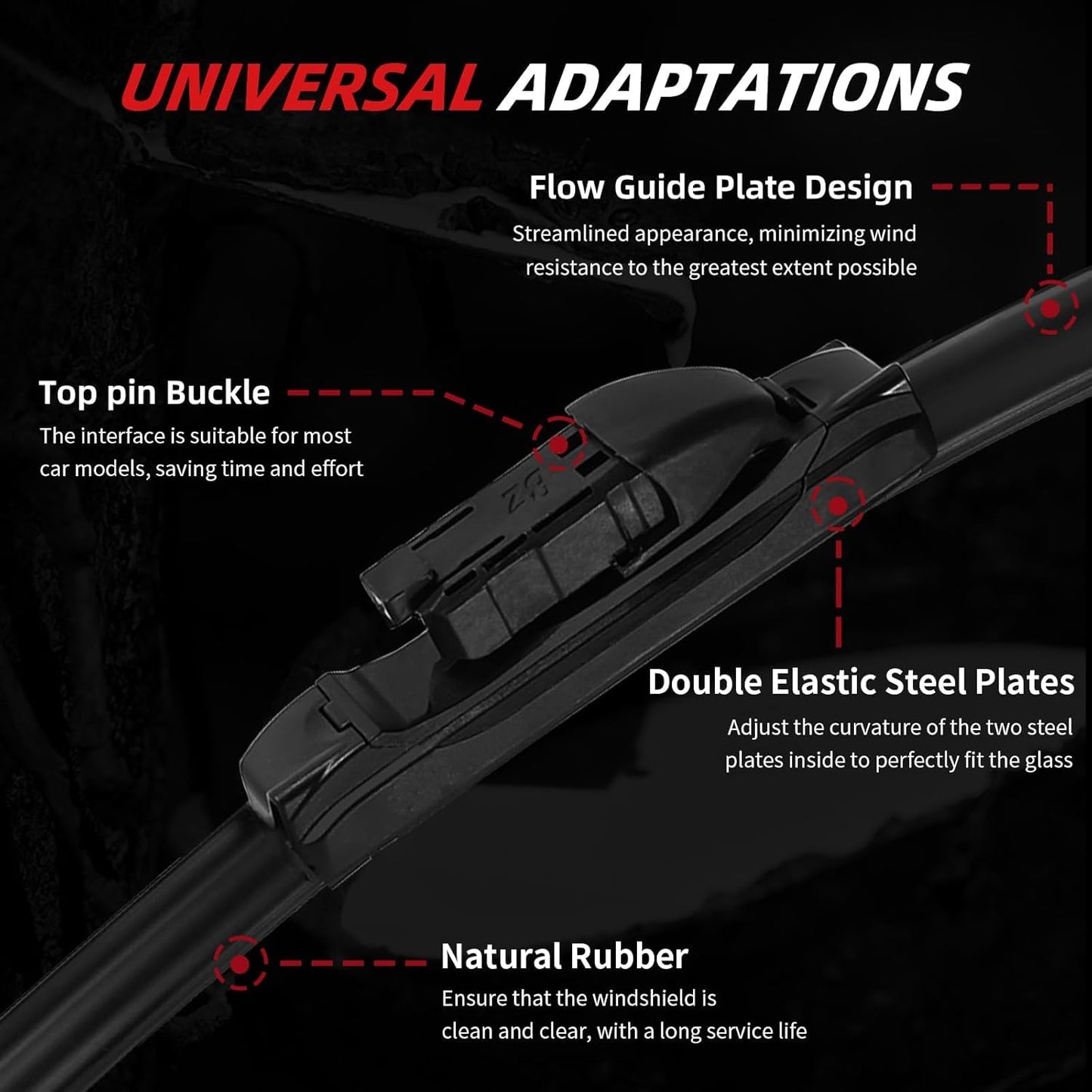 OTUAYAUTO Premium Windshield Wiper Blades - Replacement for Chevrolet Trax 2015-2023, Buick Encore 2013-2022 All-Weather Performance Front and Rear Wiper Blades Top Lock - 26"+14"+10" (Pack of 3)