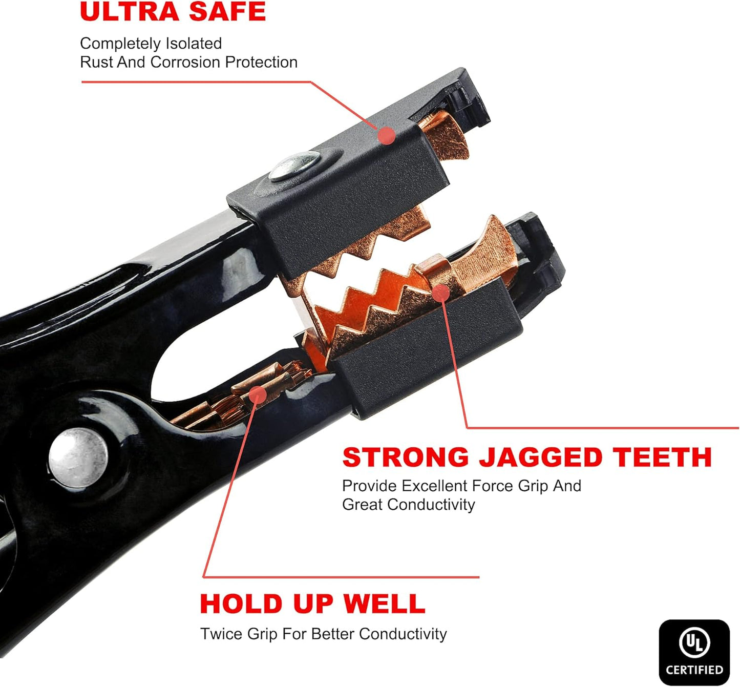 UL-Listed Jumper Cables - 2 Gauge 20 Feet Battery Jumper Cables for Car, Heavy Duty Booster Cables (2AWG x 20Ft) with Carry Bag, Safety Gloves and Iron Brush