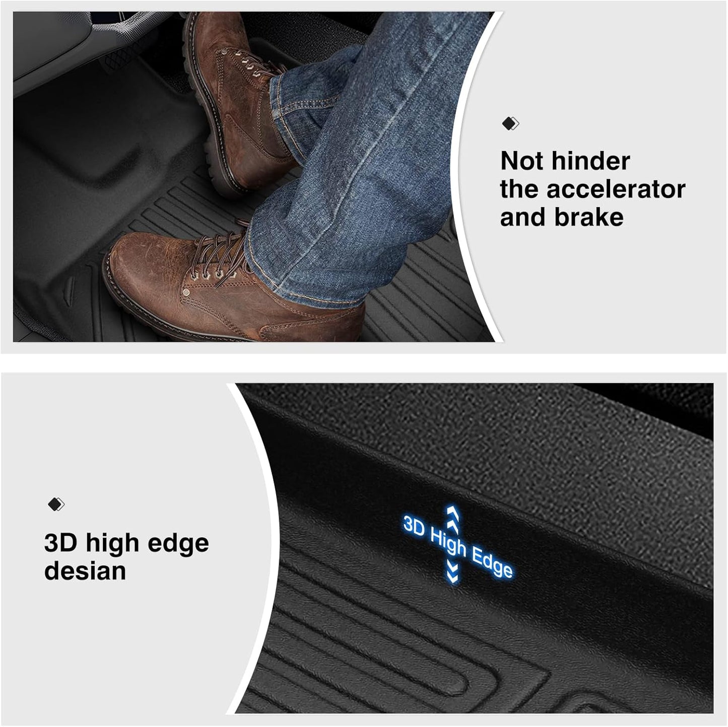 Powerty Floor Mats for 2021-2023 2024 2025 Nissan Rogue Accessories All Weather Floor Liner 3D TPE 1st & 2nd Row Floor Mat Heavy-Duty Floor Liners (NOT for Rogue Sport)