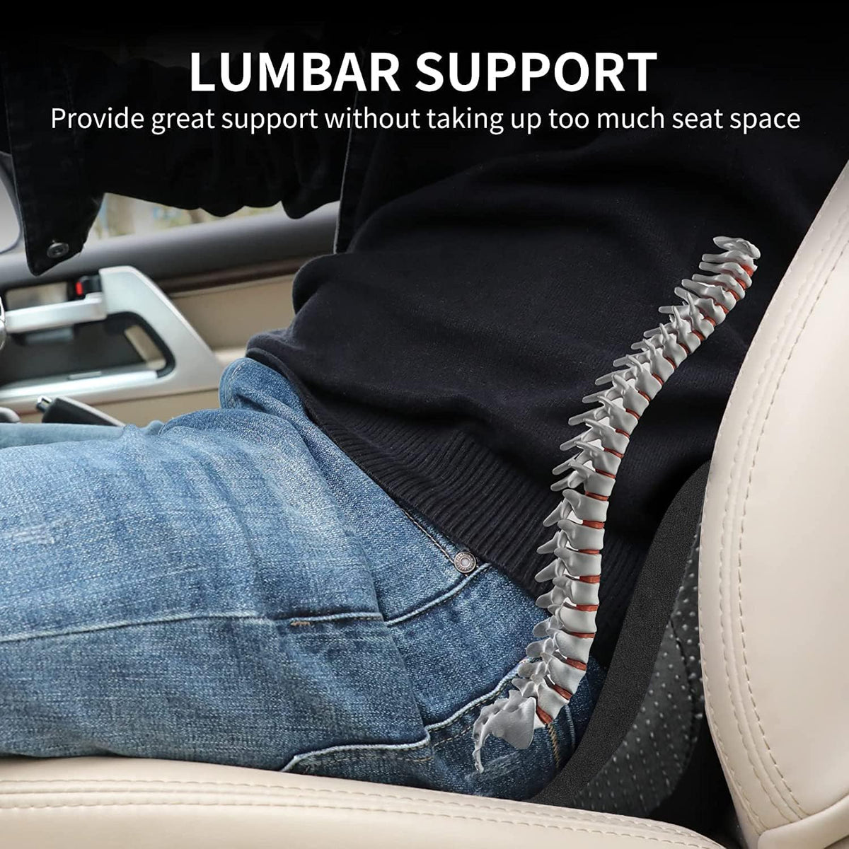 Car Seat Cushion - Memory Foam Car Seat Pad - Sciatica & Lower Back Pain Relief - Car Seat Cushions for Driving - Road Trip Essentials for Drivers(Classic Black)