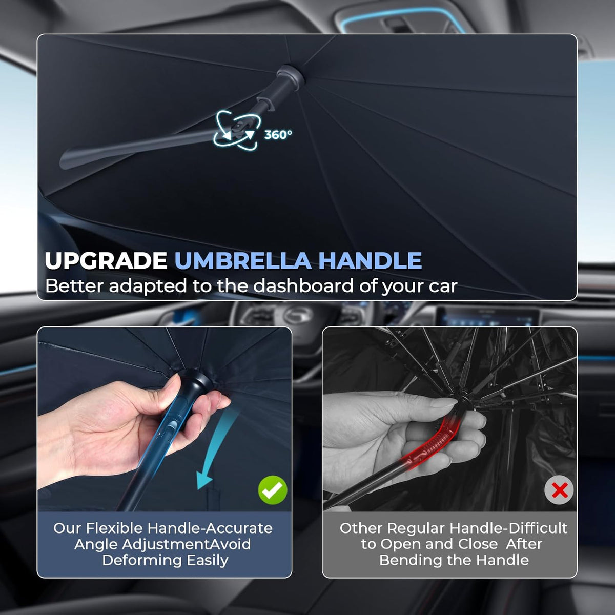 Windshield Sun Shade Umbrella for 2023-2025 Mazda CX-50 Accessories: Custom Fit 210T Silver, Foldable Sunshade Front Window Sun Visor, Blocks UV Rays, Keeps Car Cool for Base, Select, Preferred, Turbo