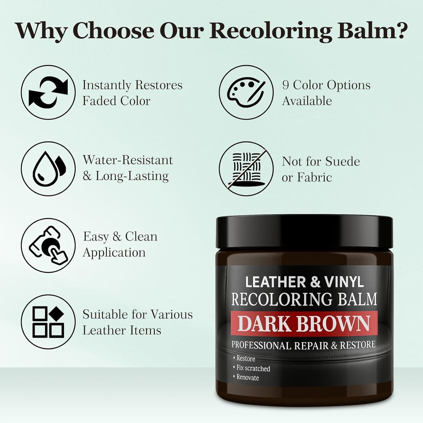 Leather Color Restorer, Leather Recoloring Balm, Scratch Remover, Leather Dye, Leather Paint, Leather Repair Kit for Furniture Couches Car Seats Shoes Bags, Maroon
