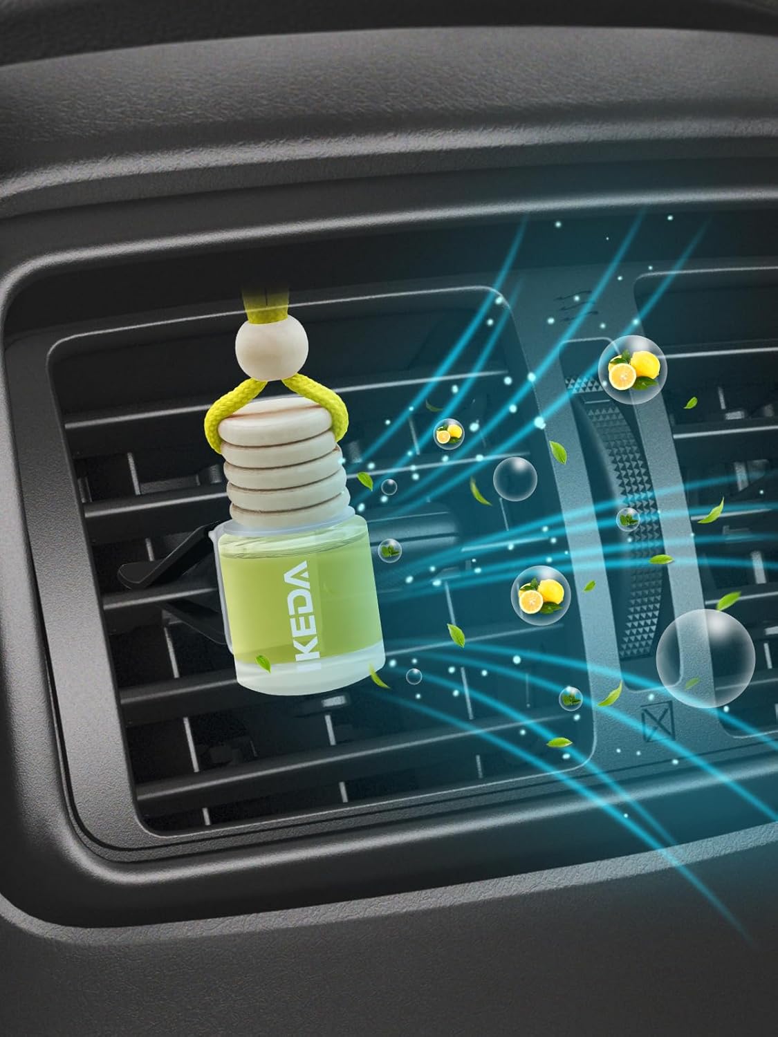 IKEDA Car Air Freshener, Car Fresheners for Men & Women, 45+Day Long Lasting Fragrance Hanging Air Fresheners Scents, with Clip, Perfect for Auto and Home,10ml, Lemon
