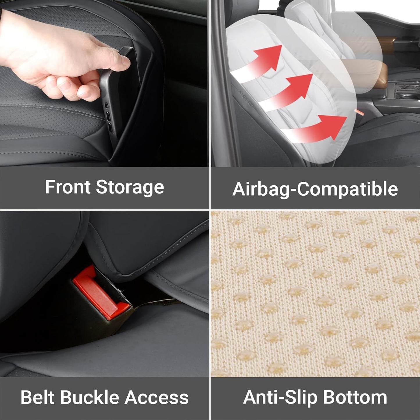 Coverland Custom Car Seat Covers Compatible with 2002-2010 Ram 1500 Quad Cab, Crew Cab - Premium Leather Non-Slip Waterproof Custom Interior Protector Full Set-Dark Gray [See Size Chart-Size X142]
